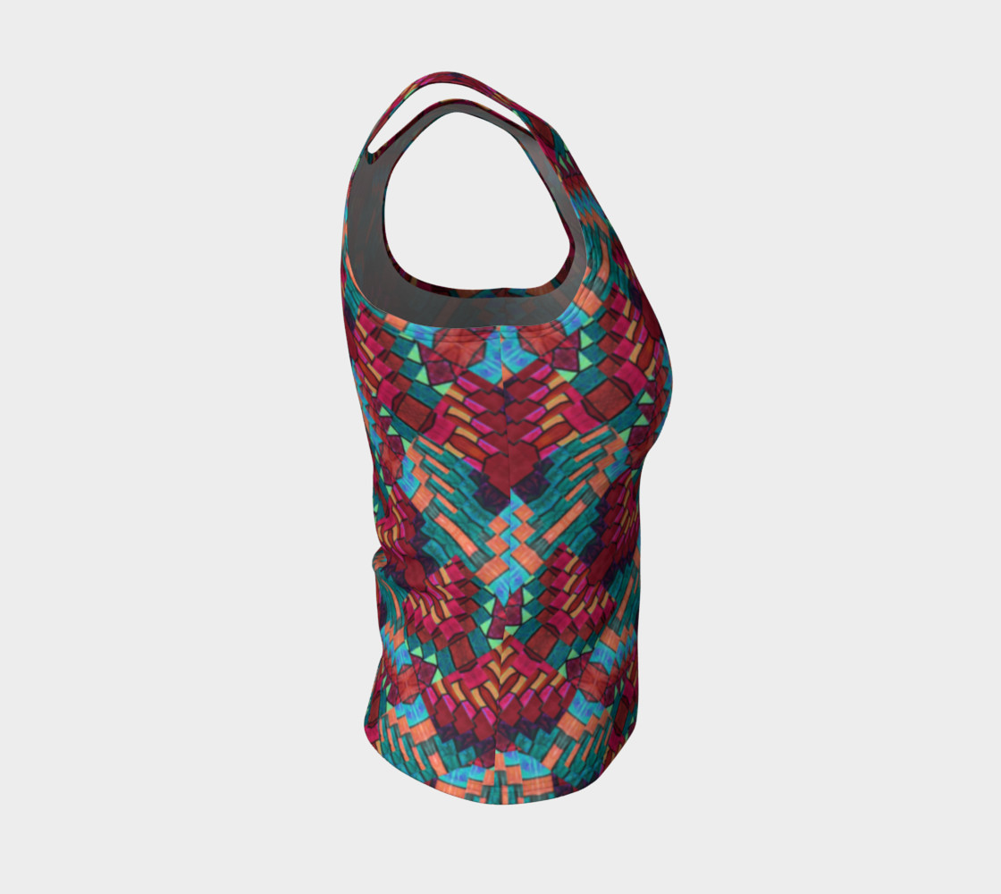 Cranberry Rose Mosaic Fitted Tank Top preview #4