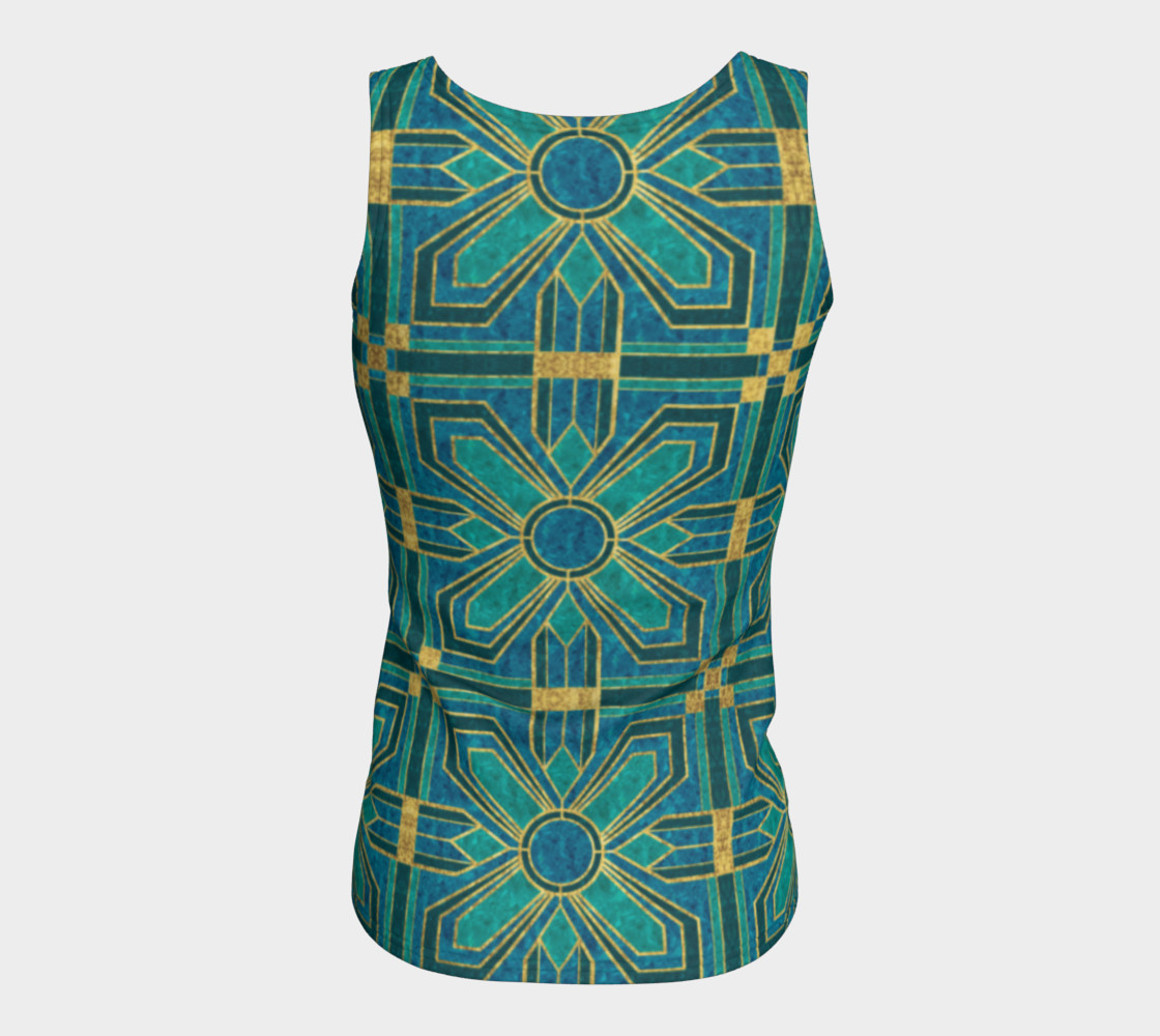 Aperçu de Art Deco Floral Tiles in Turquoise and Blue #6