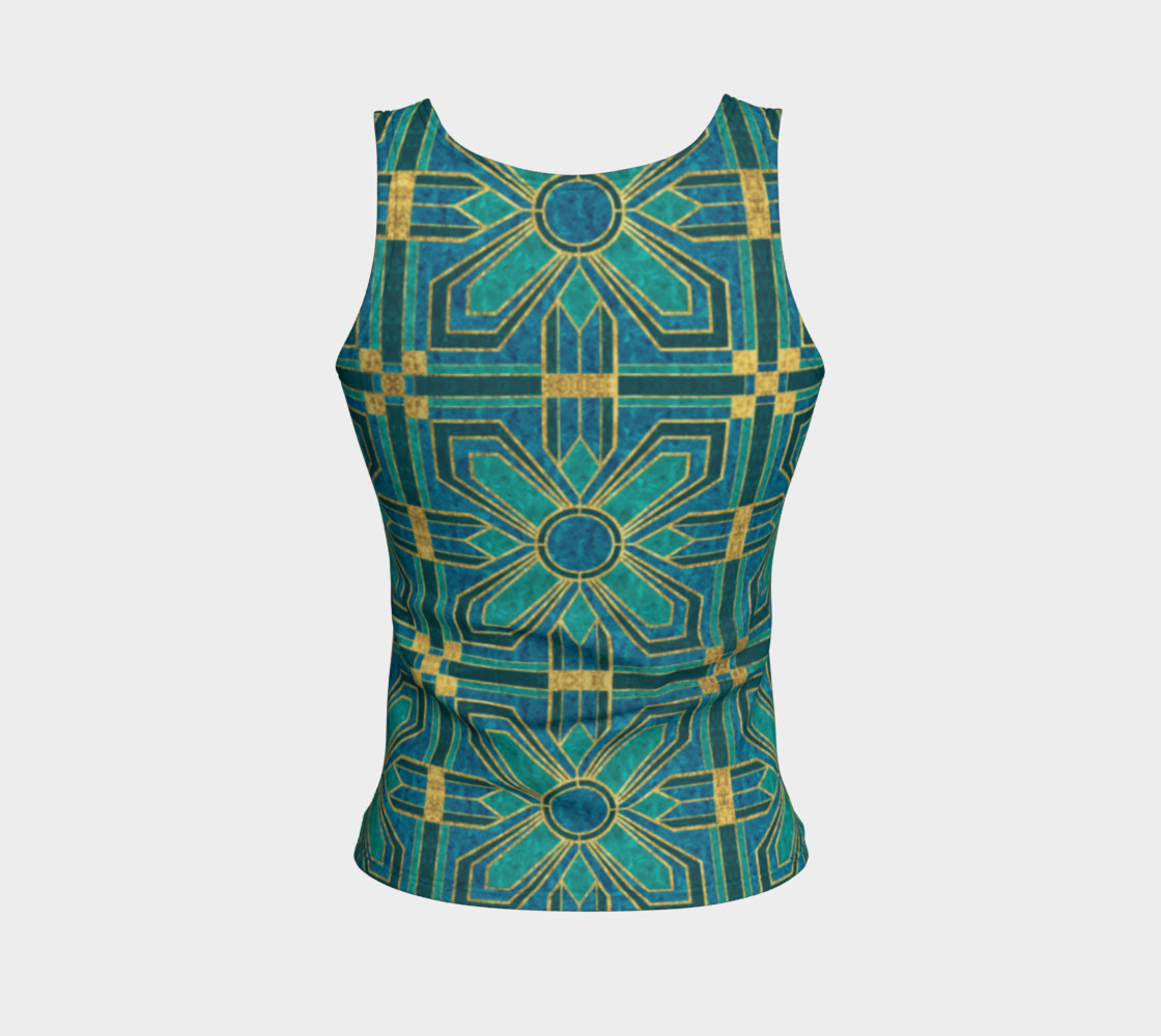 Aperçu de Art Deco Floral Tiles in Turquoise and Blue #2