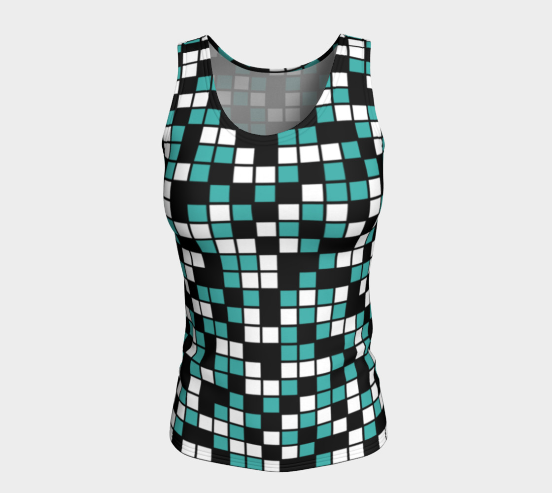 Aperçu de Verdigris, Black, and White Random Mosaic Squares #5