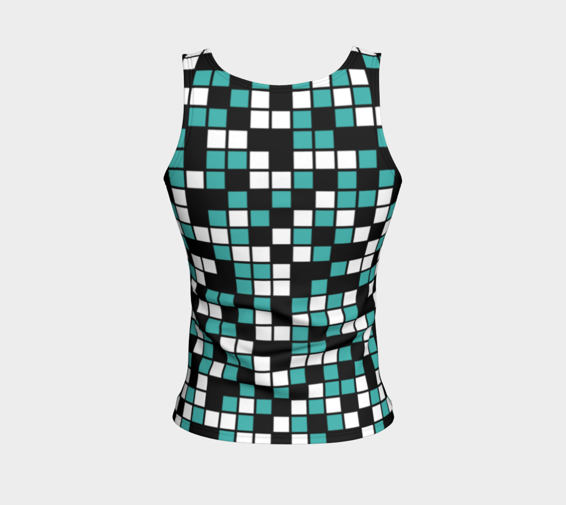 Aperçu de Verdigris, Black, and White Random Mosaic Squares #2