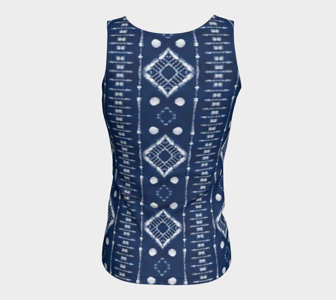 Faux Shibori Ladder in Navy Blue and White preview #6
