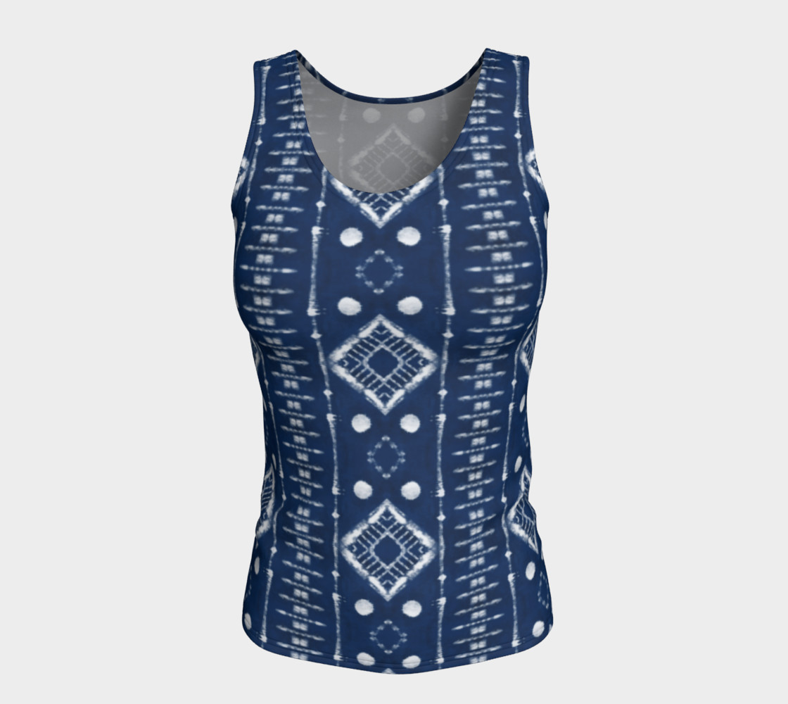 Faux Shibori Ladder in Navy Blue and White preview #5