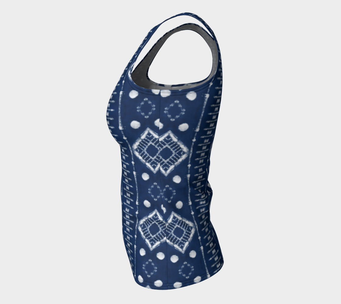 Faux Shibori Ladder in Navy Blue and White preview #7