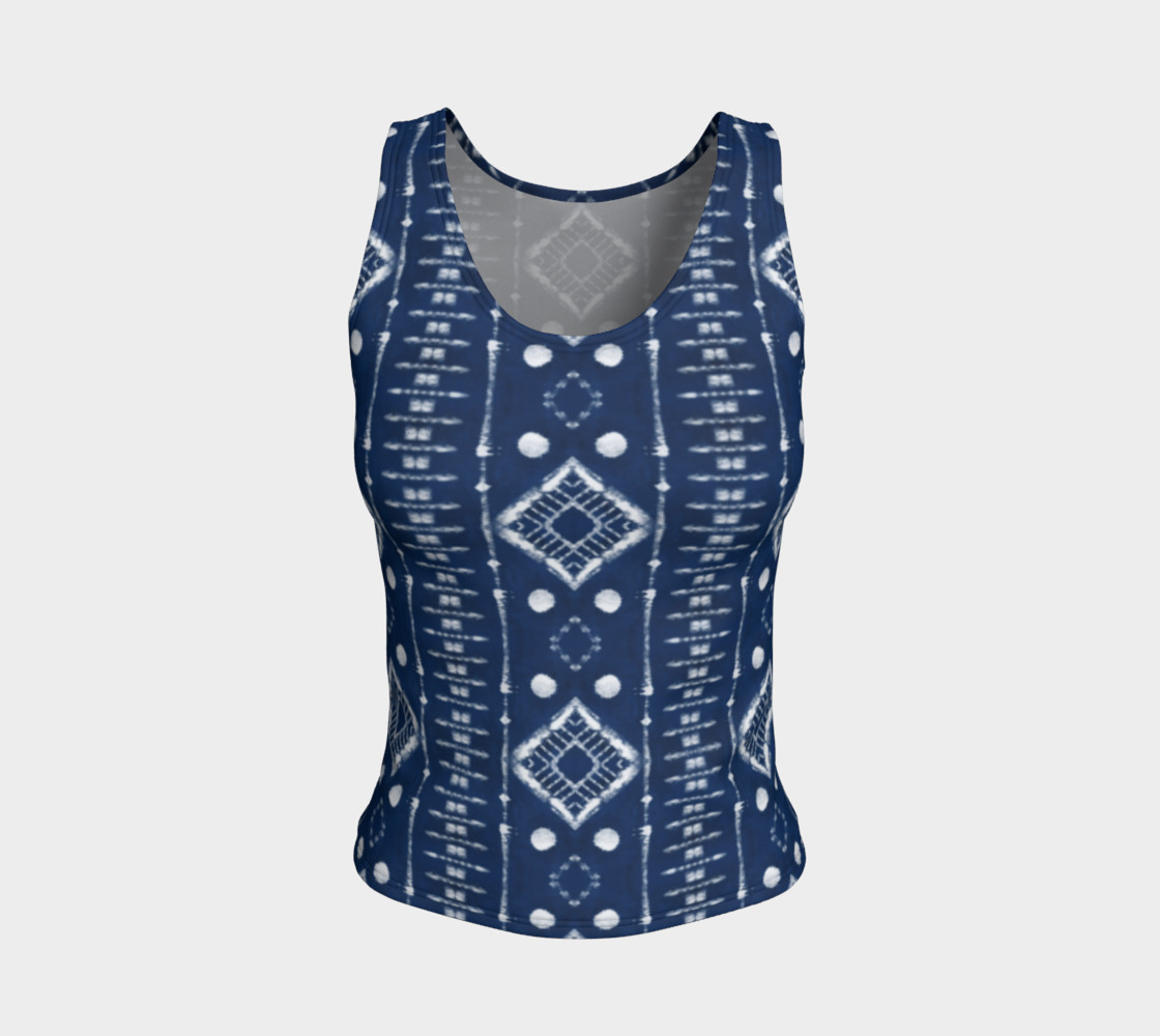 Faux Shibori Ladder in Navy Blue and White preview #1
