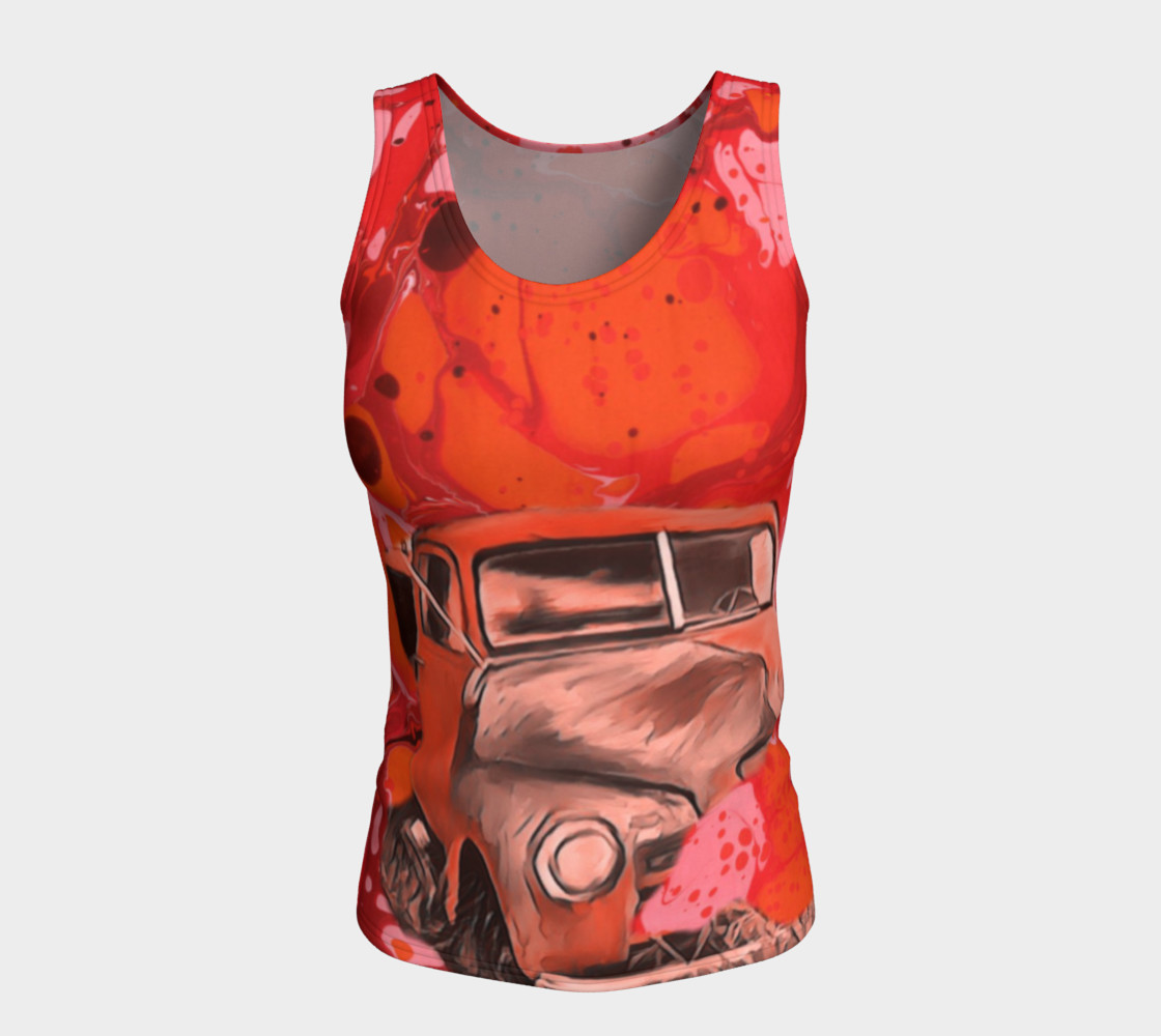 Red truck fitted Tanktop preview #5