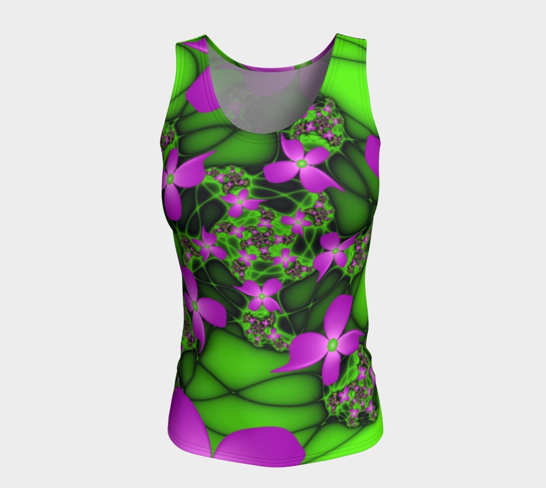 Modern Abstract Neon Pink Green Fractal Flowers preview #5