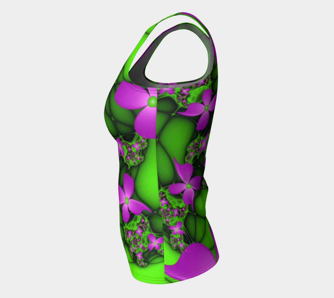 Modern Abstract Neon Pink Green Fractal Flowers preview #7