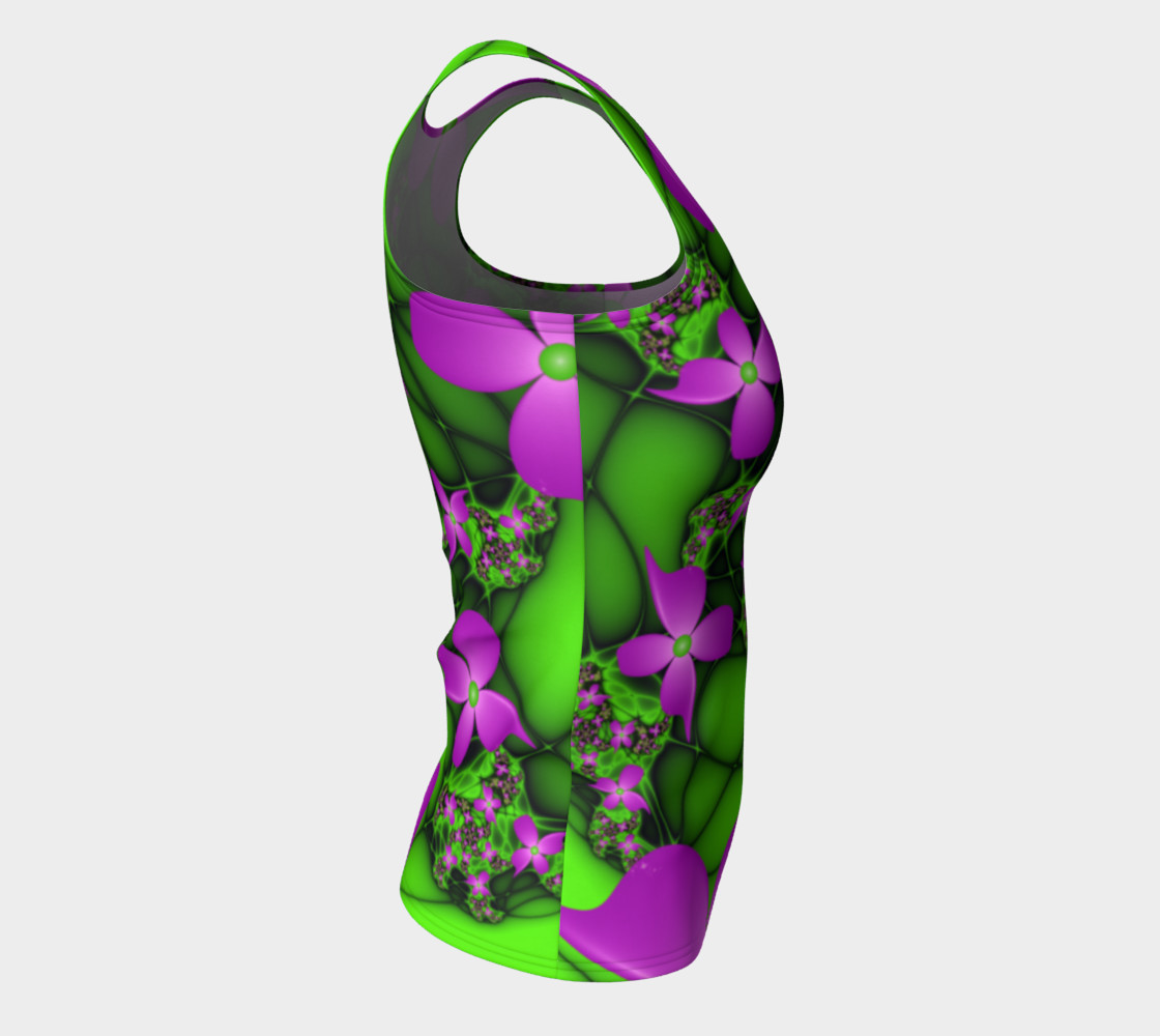 Modern Abstract Neon Pink Green Fractal Flowers preview #8