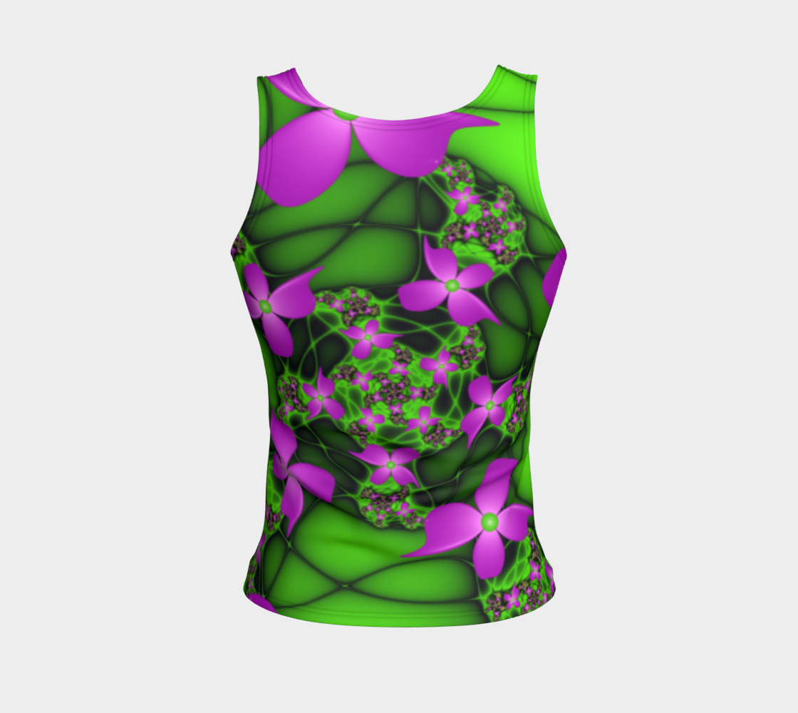 Modern Abstract Neon Pink Green Fractal Flowers preview #2