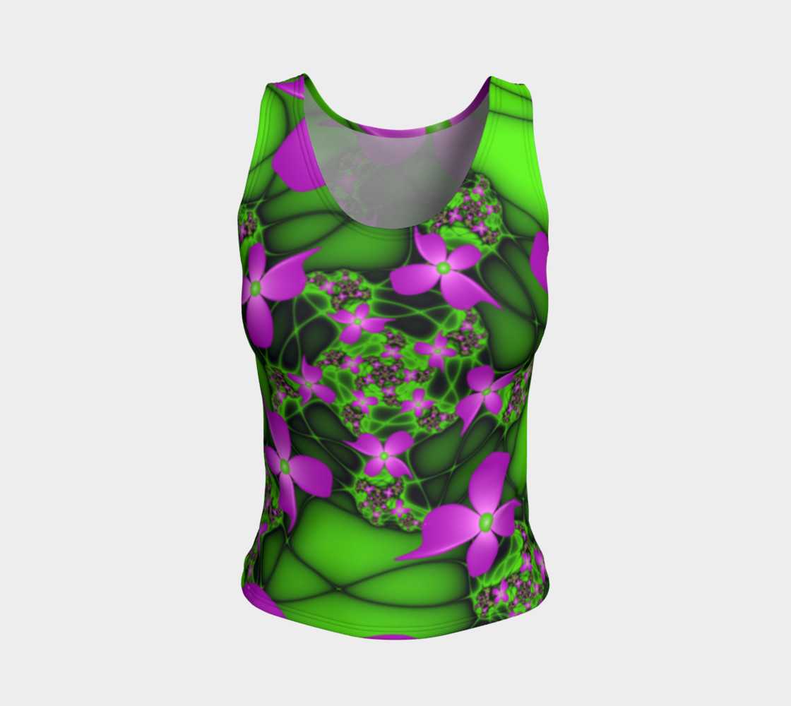 Modern Abstract Neon Pink Green Fractal Flowers preview #1