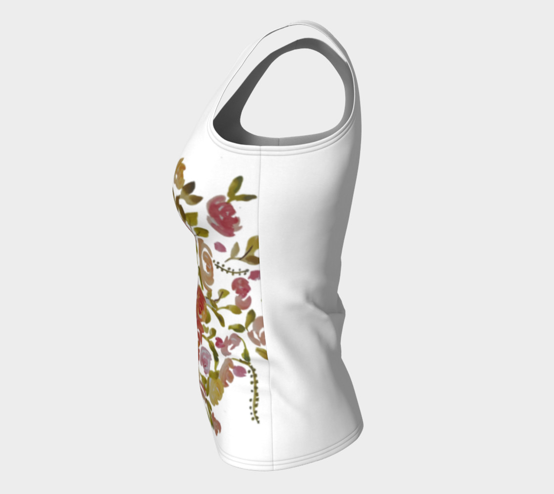 Pink coral floral fitted tank top preview #7