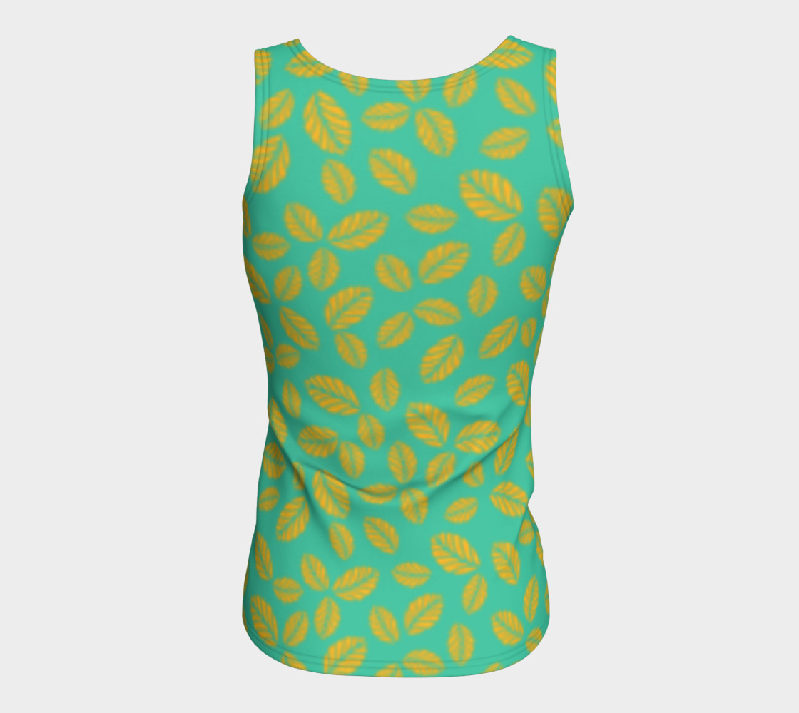 Painterly Cindy and More Yellow Leaves on Teal Fitted Tank preview #6