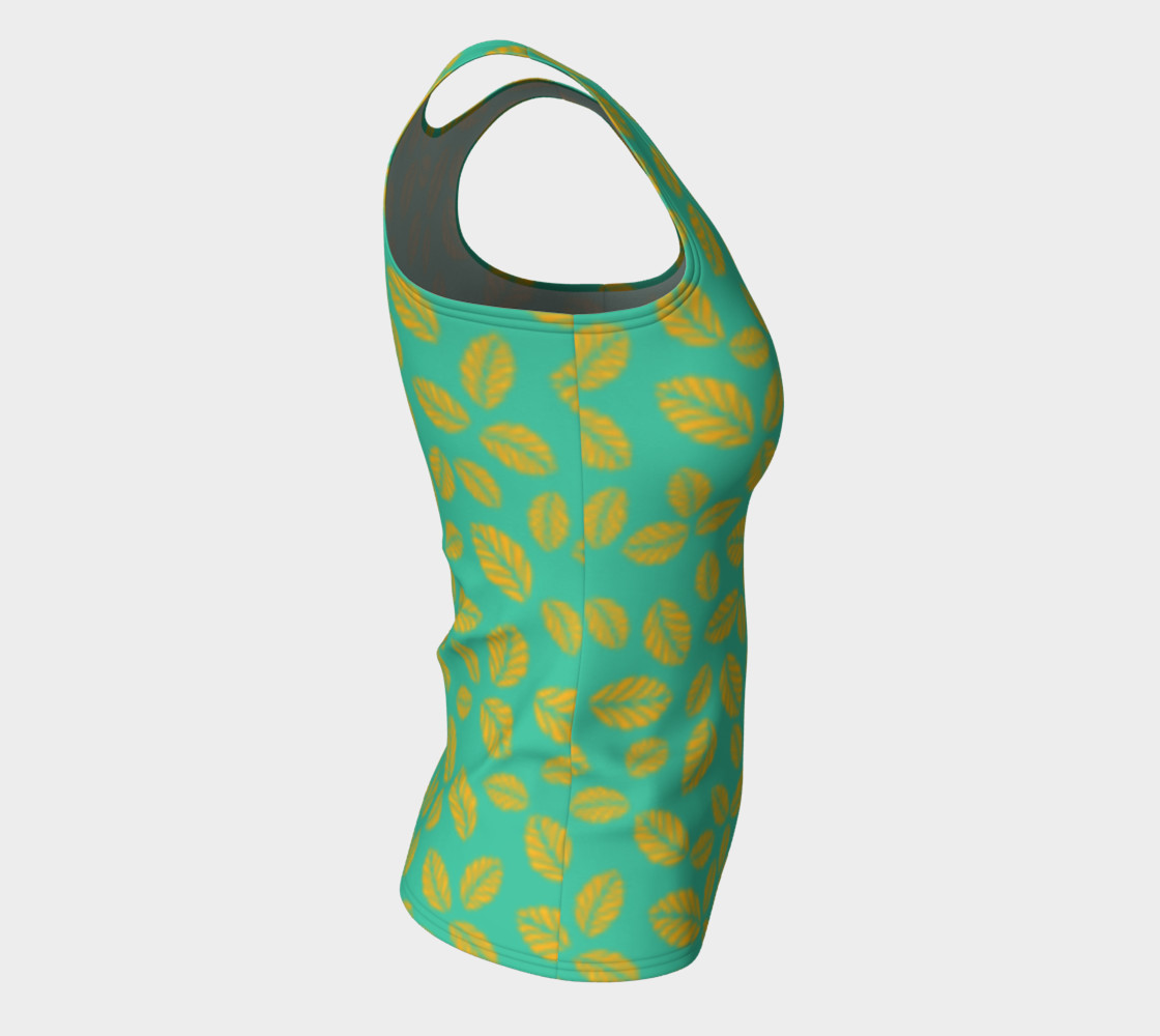 Painterly Cindy and More Yellow Leaves on Teal Fitted Tank preview #8