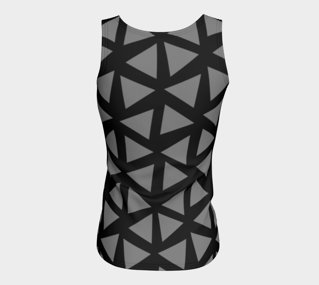 Painterly Cindy and More Grey Triangles on Black Fitted Tank preview #6