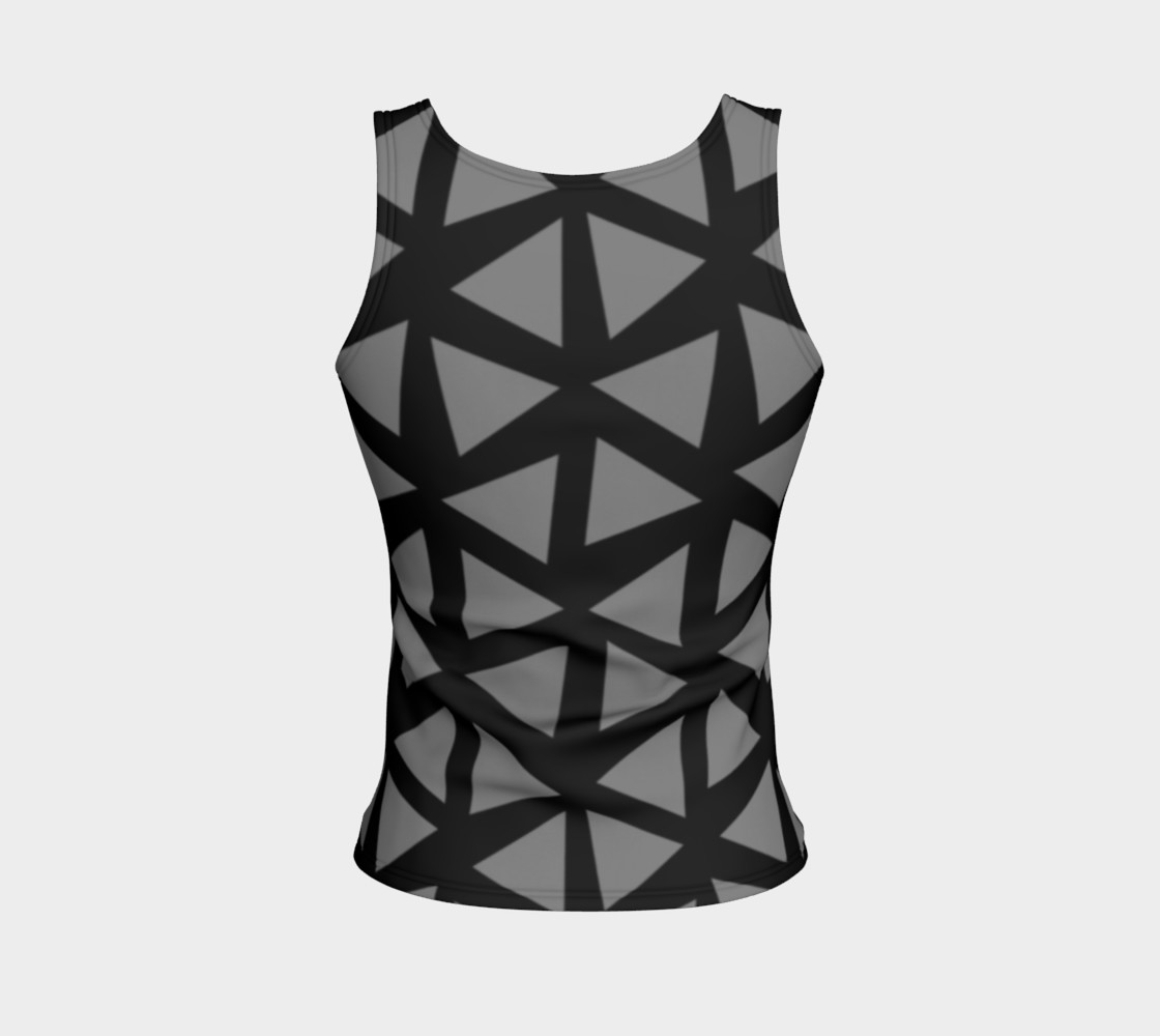 Painterly Cindy and More Grey Triangles on Black Fitted Tank 3D preview