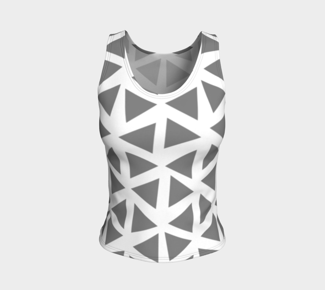 Painterly Cindy and More Fitted Tank with Grey on White Design preview #1