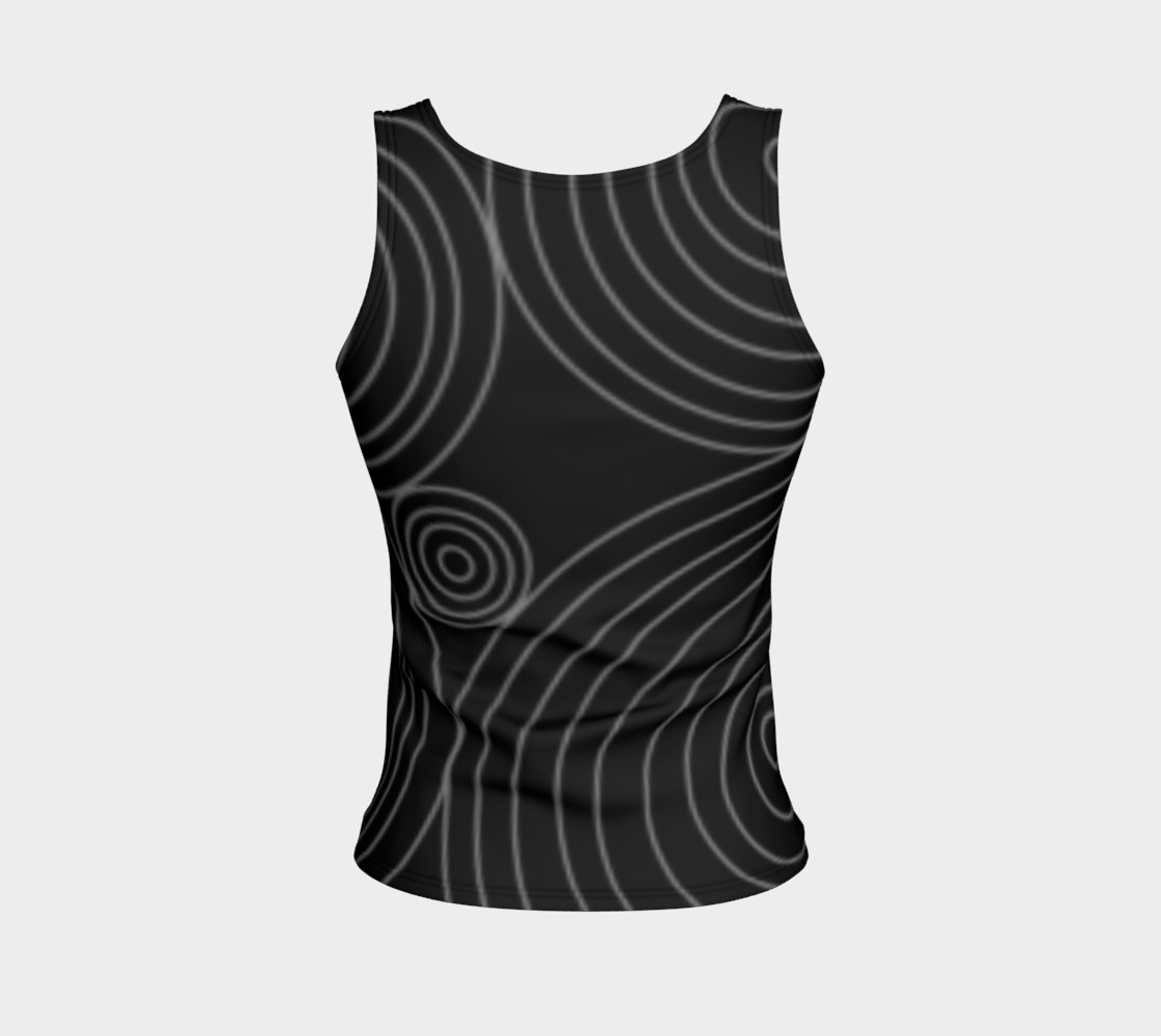 Painterly Cindy and More Circles in Circles on Black Fitted Tank 3D preview