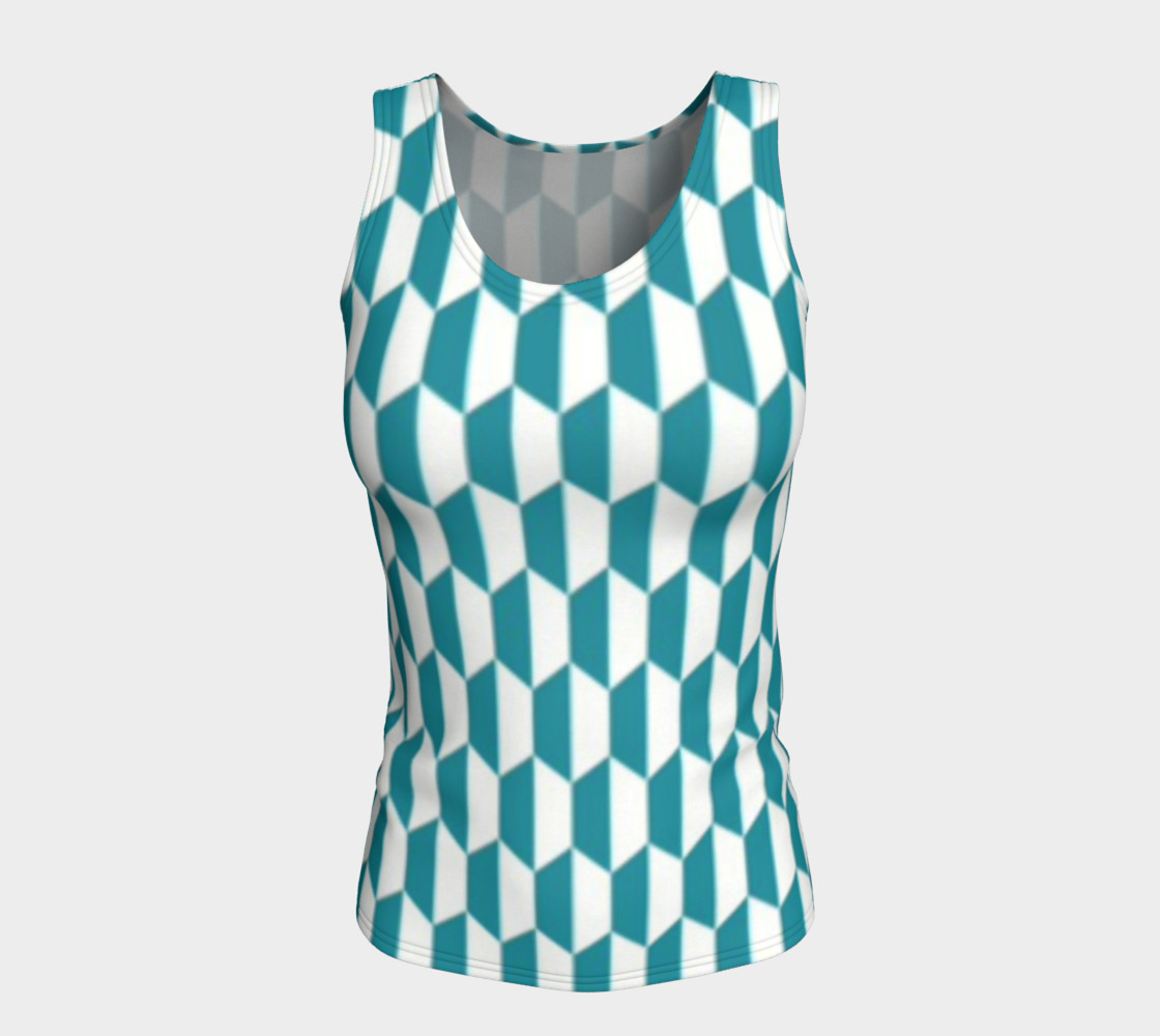 Painterly Cindy and More Blue and White Fitted Tank preview #5