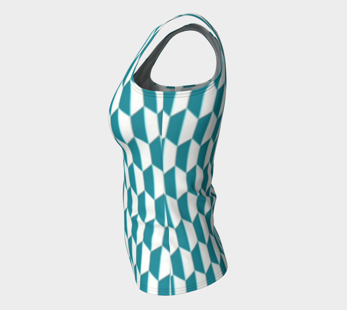 Painterly Cindy and More Blue and White Fitted Tank preview #7