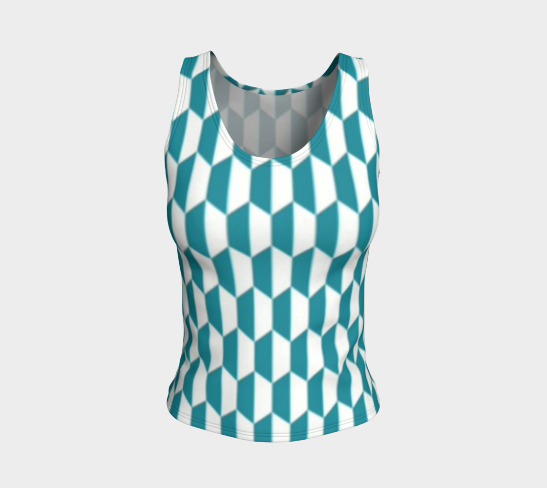 Painterly Cindy and More Blue and White Fitted Tank preview #1