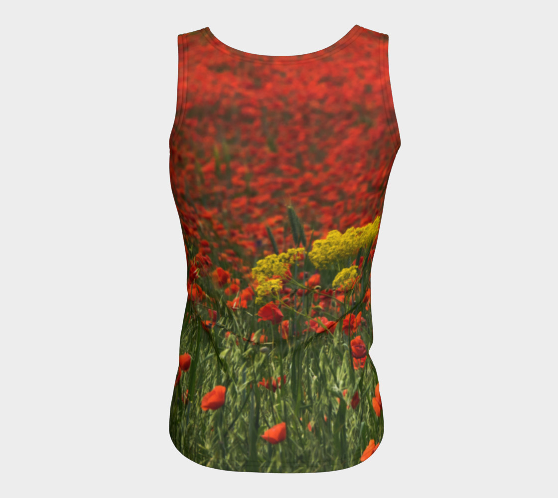 Utterly Italy Red Poppies Yellow Flowers Fitted Tank preview #6