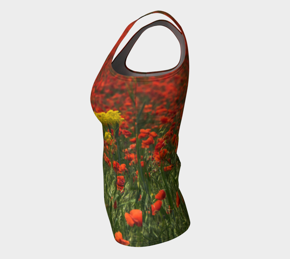 Utterly Italy Red Poppies Yellow Flowers Fitted Tank thumbnail #8