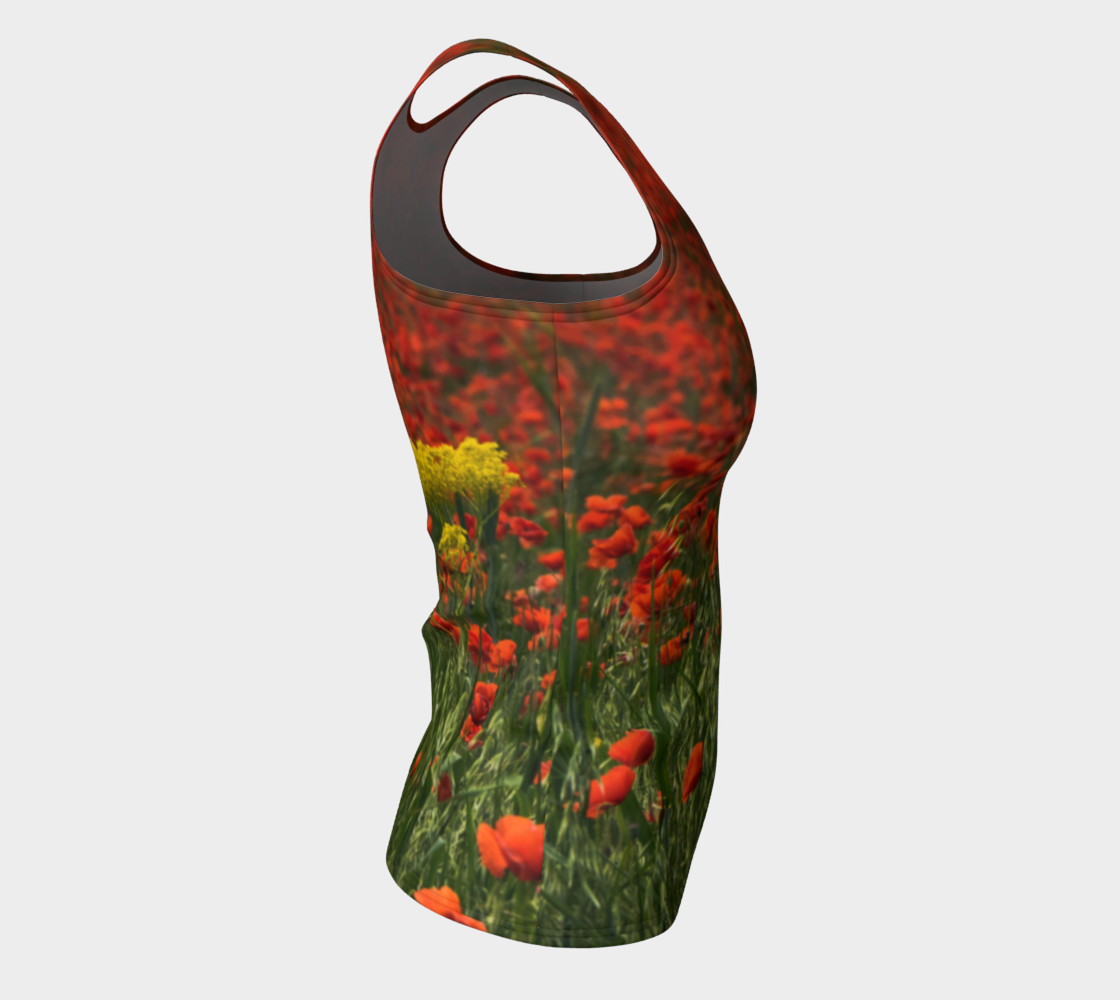 Utterly Italy Red Poppies Yellow Flowers Fitted Tank thumbnail #9