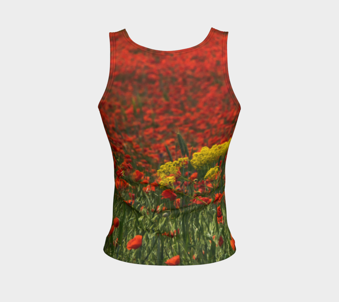 Utterly Italy Red Poppies Yellow Flowers Fitted Tank 3D preview