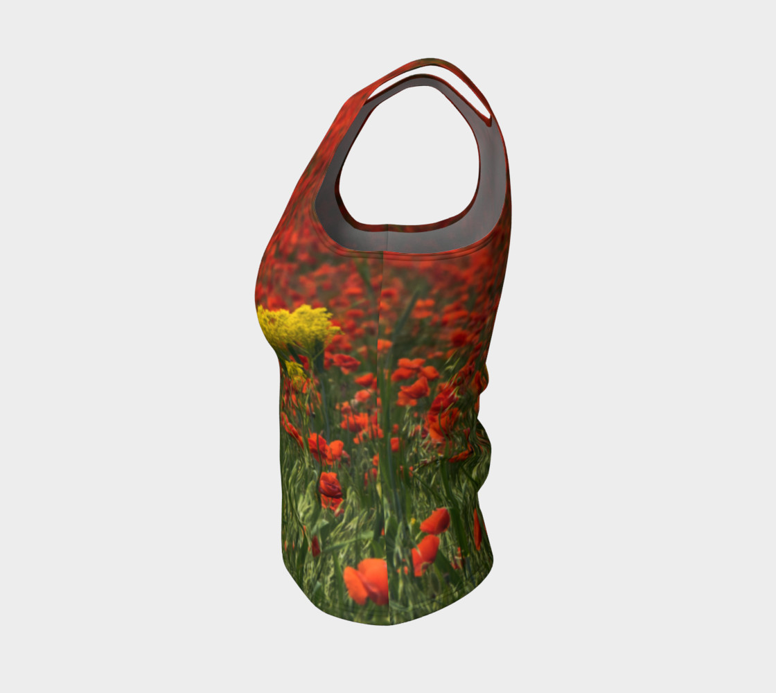 Utterly Italy Red Poppies Yellow Flowers Fitted Tank thumbnail #4