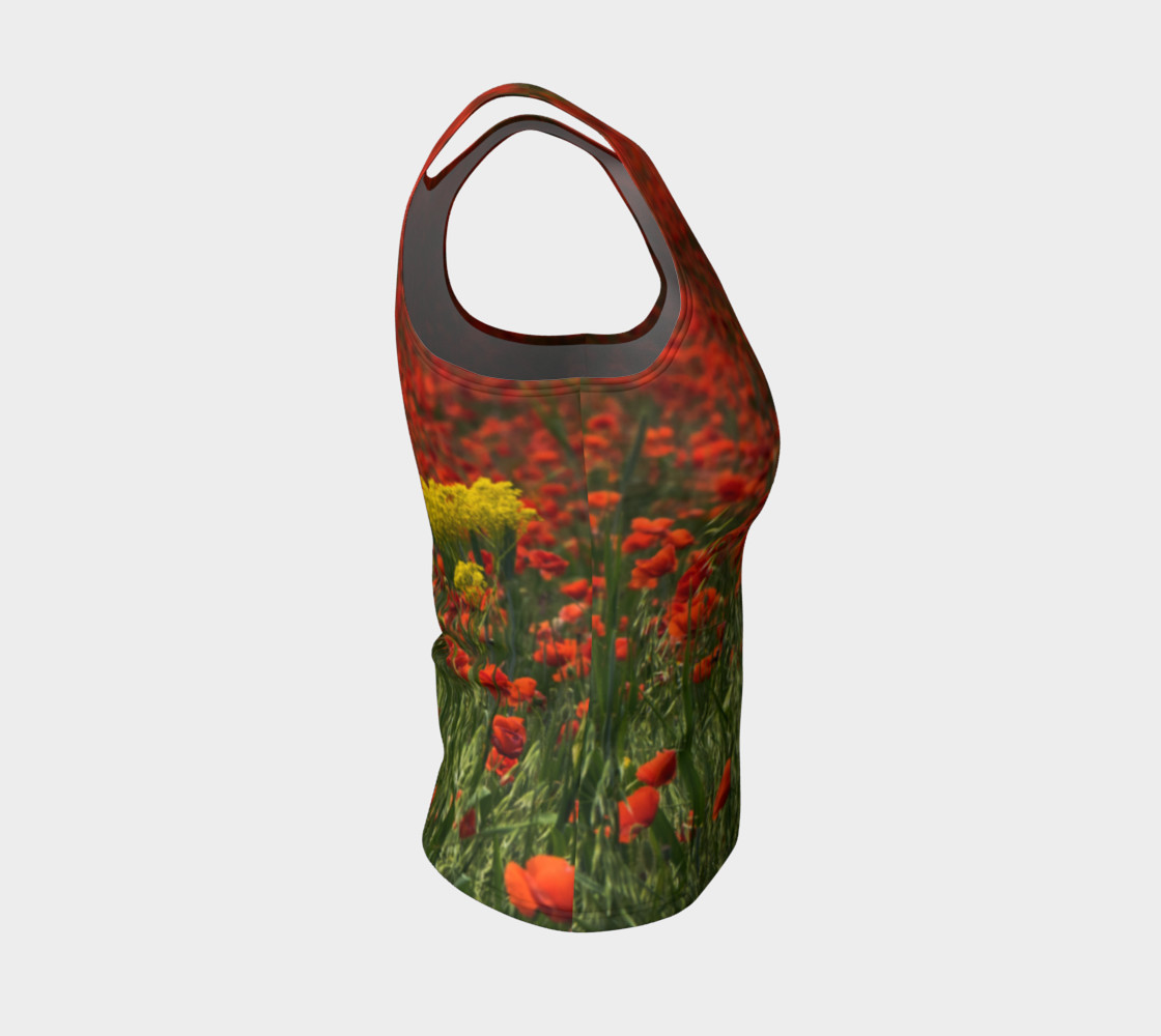 Utterly Italy Red Poppies Yellow Flowers Fitted Tank preview #4