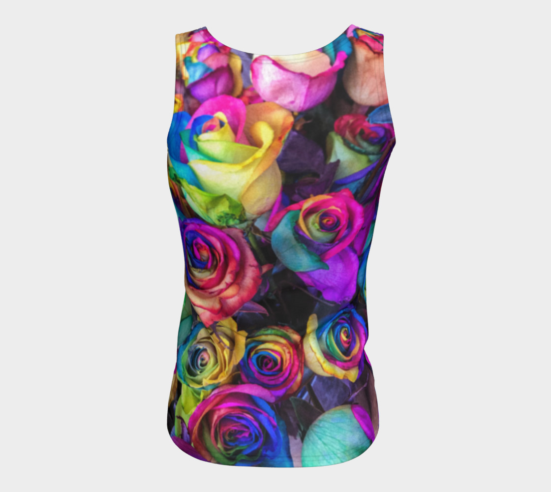 Rainbow Rose Fitted Tank Top preview #6
