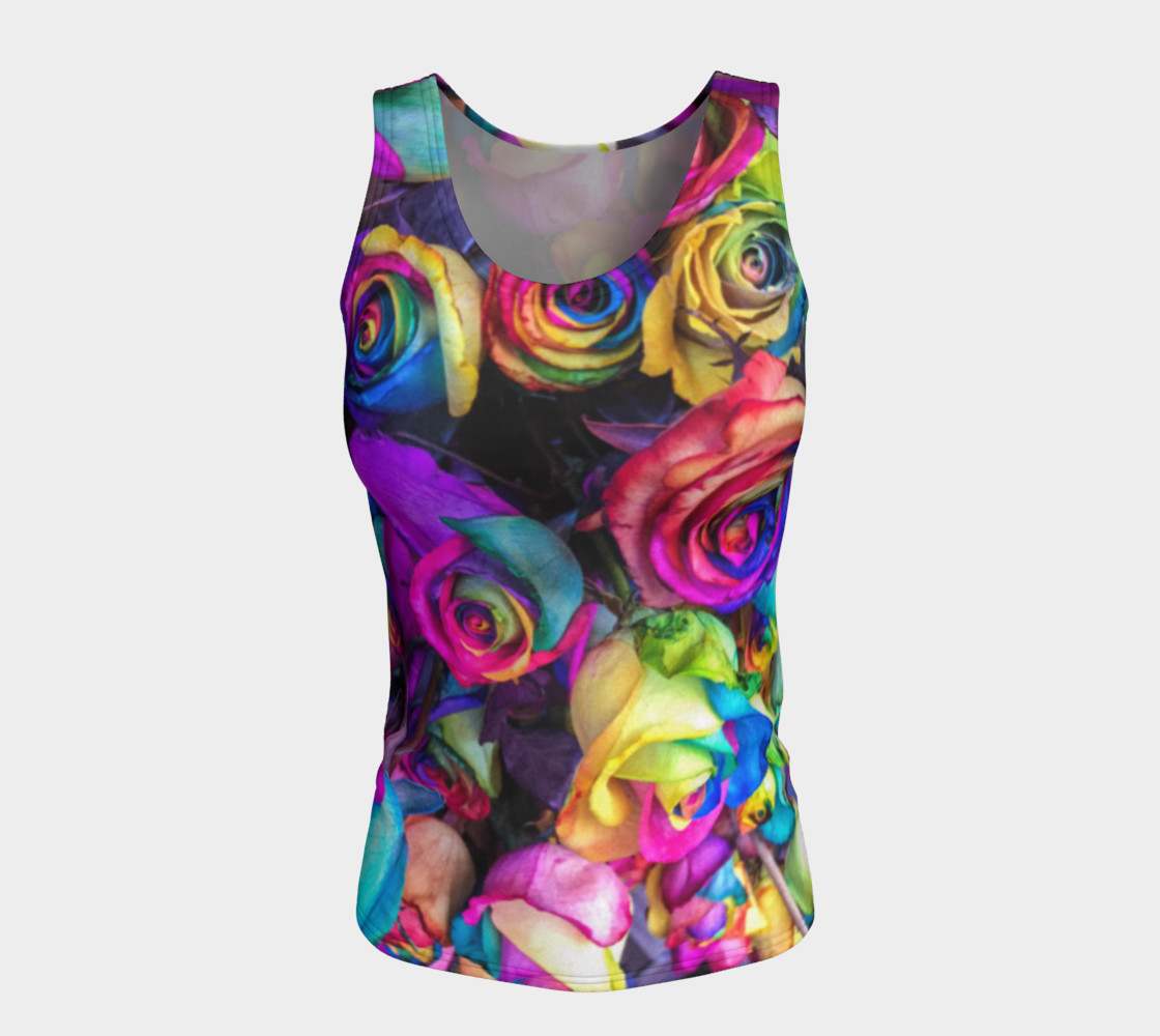 Rainbow Rose Fitted Tank Top preview #5