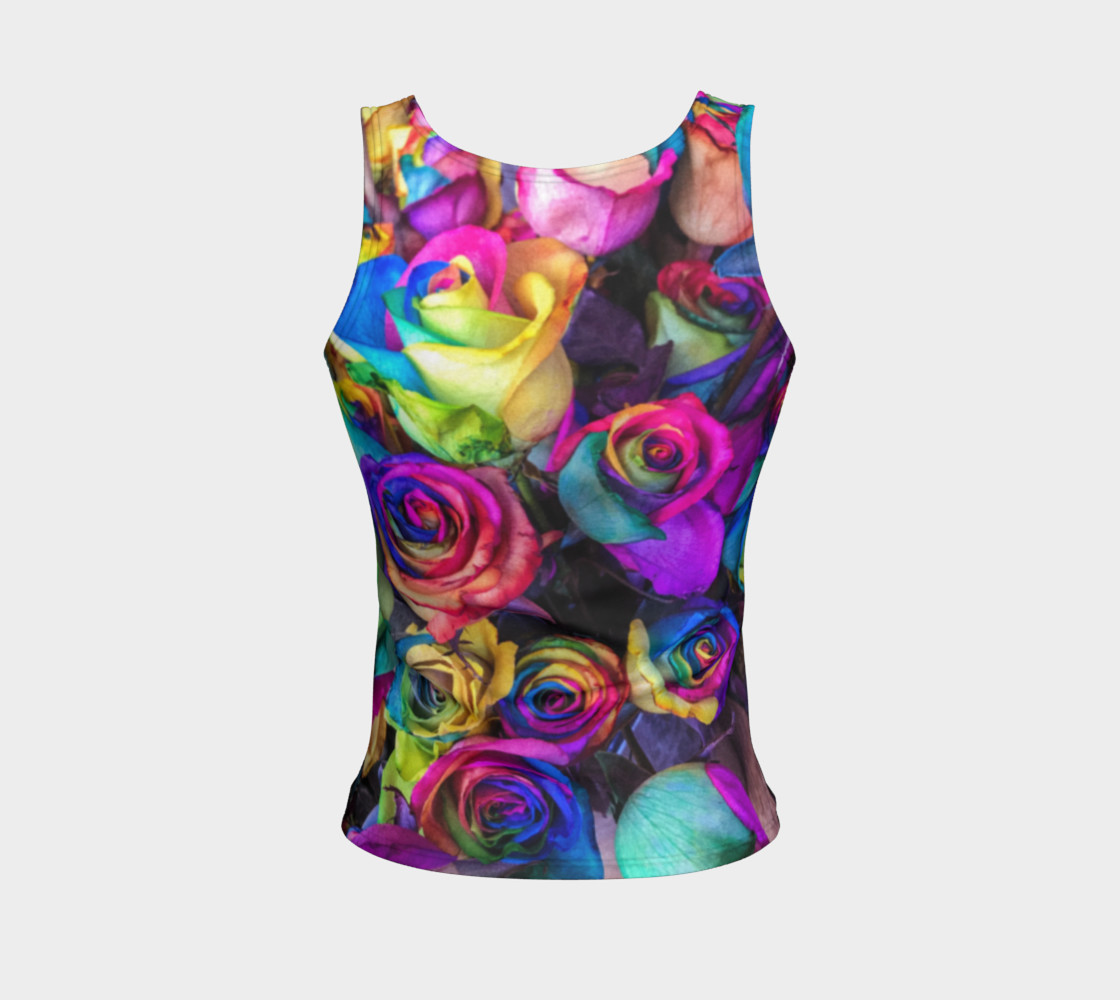 Rainbow Rose Fitted Tank Top preview #2
