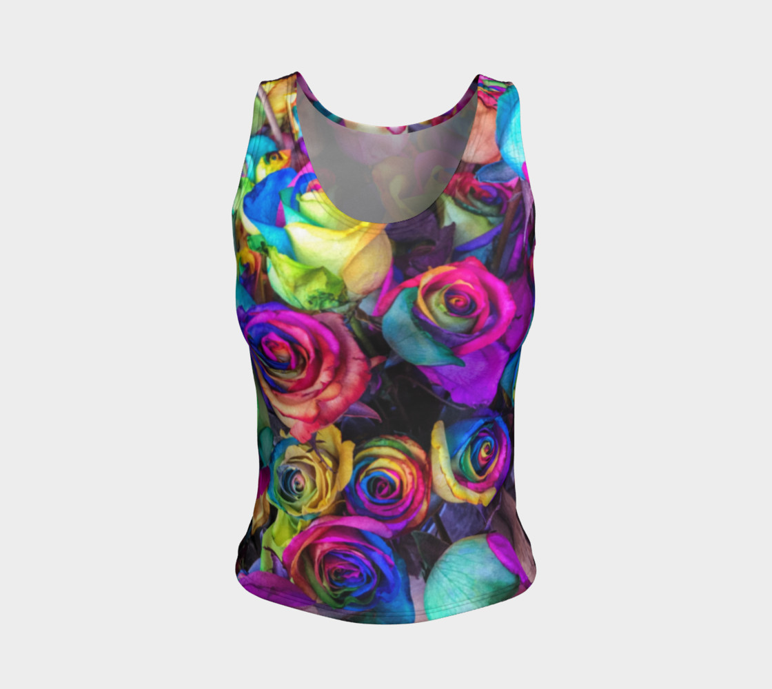 Rainbow Rose Fitted Tank Top preview #1