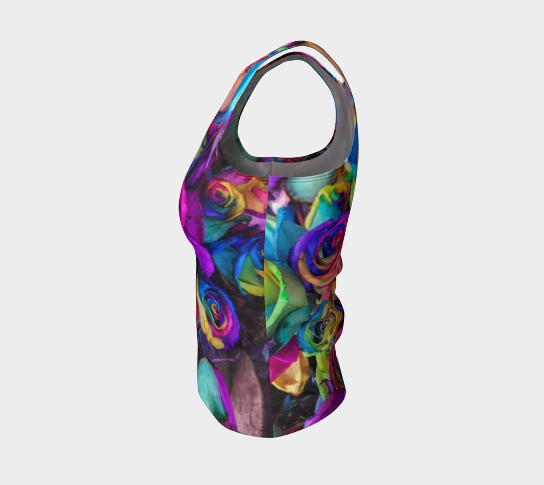 Rainbow Rose Fitted Tank Top preview #3