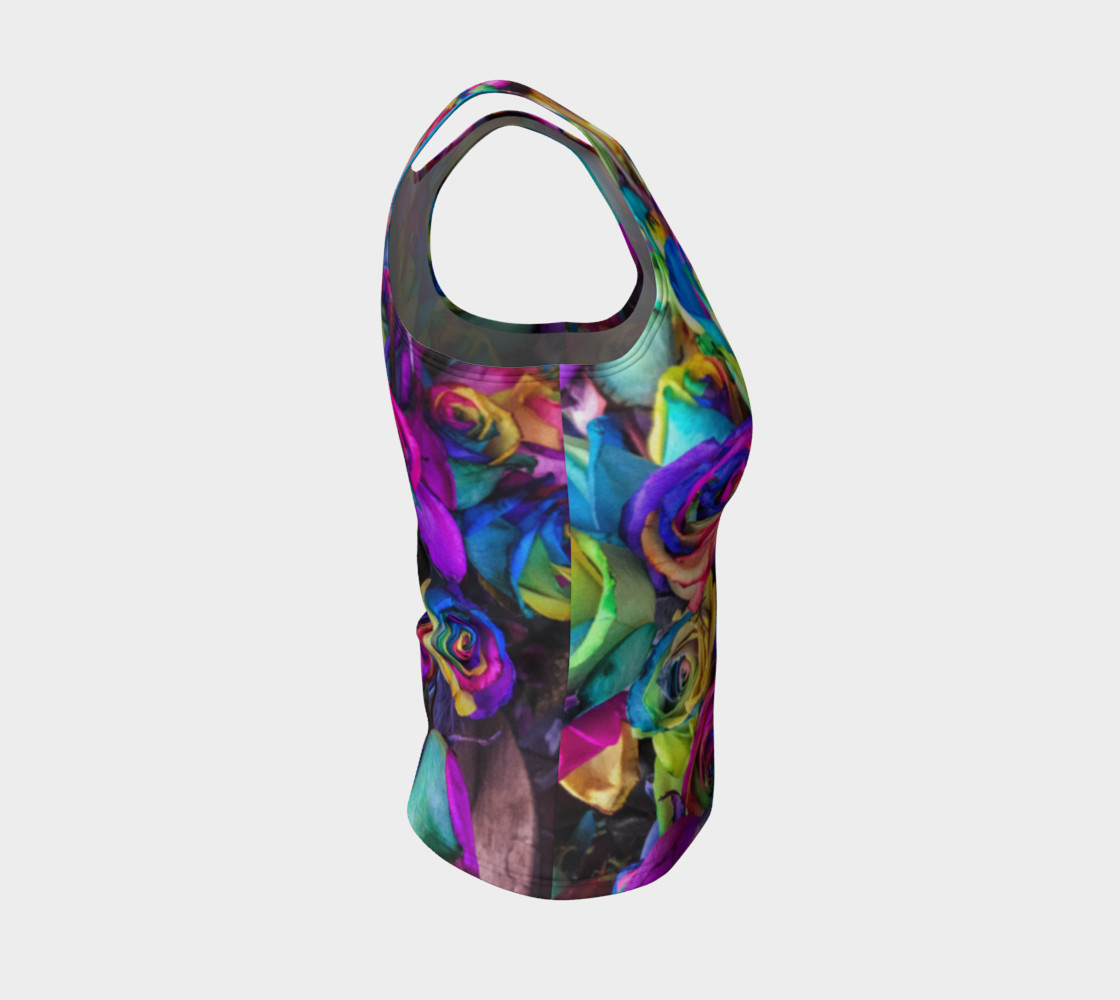 Rainbow Rose Fitted Tank Top preview #4