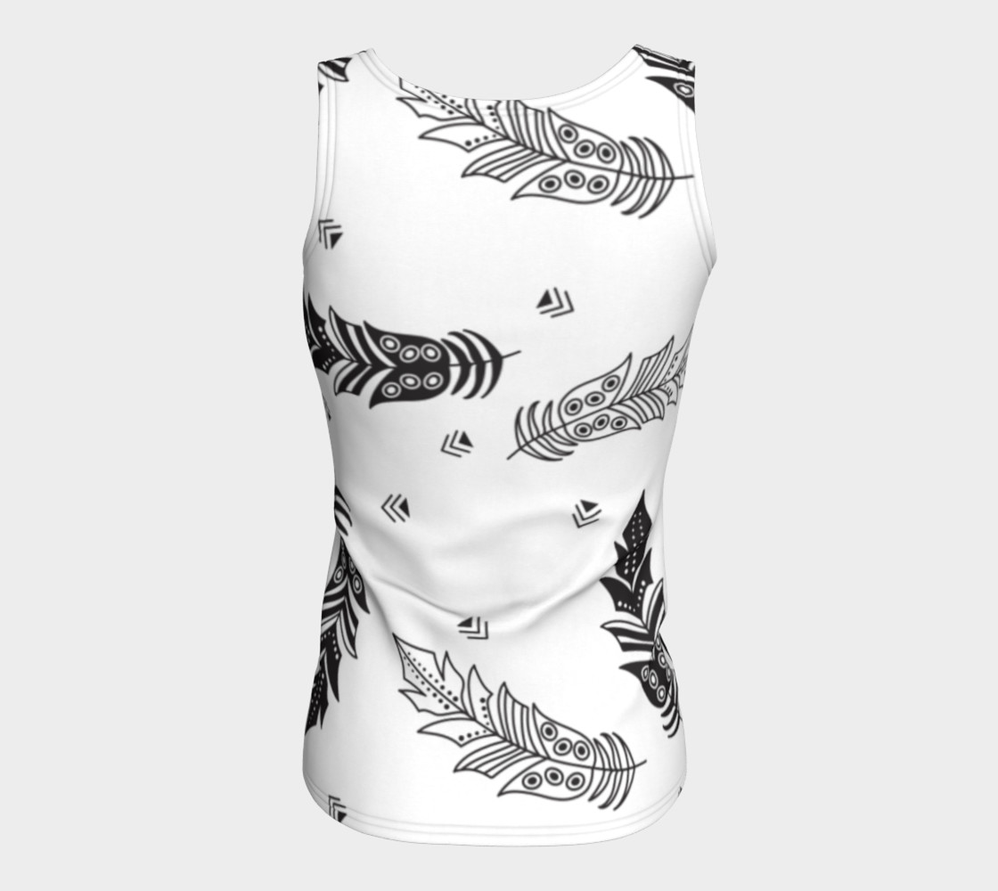 Black & White Feather Fitted Tank Top preview #6