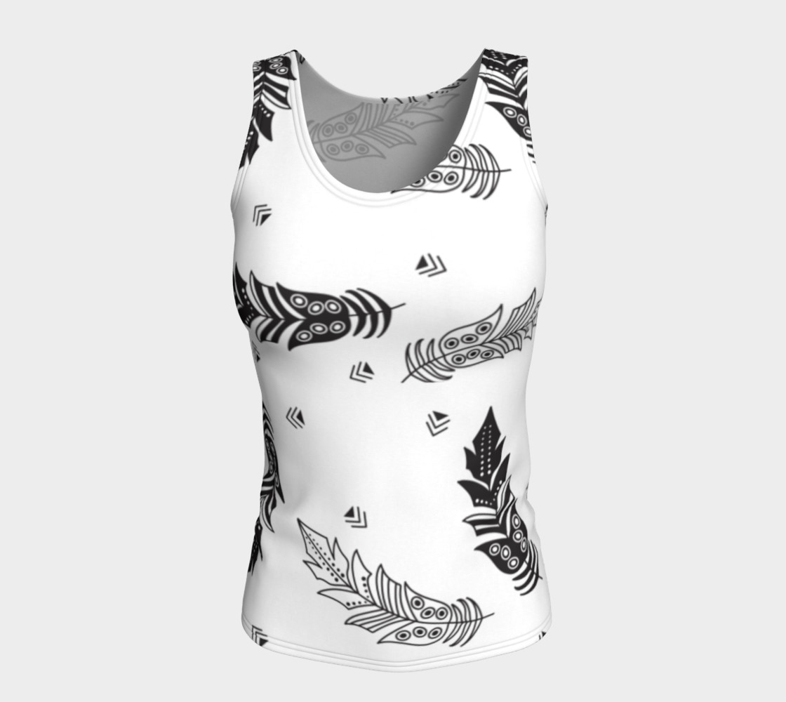 Black & White Feather Fitted Tank Top preview #5
