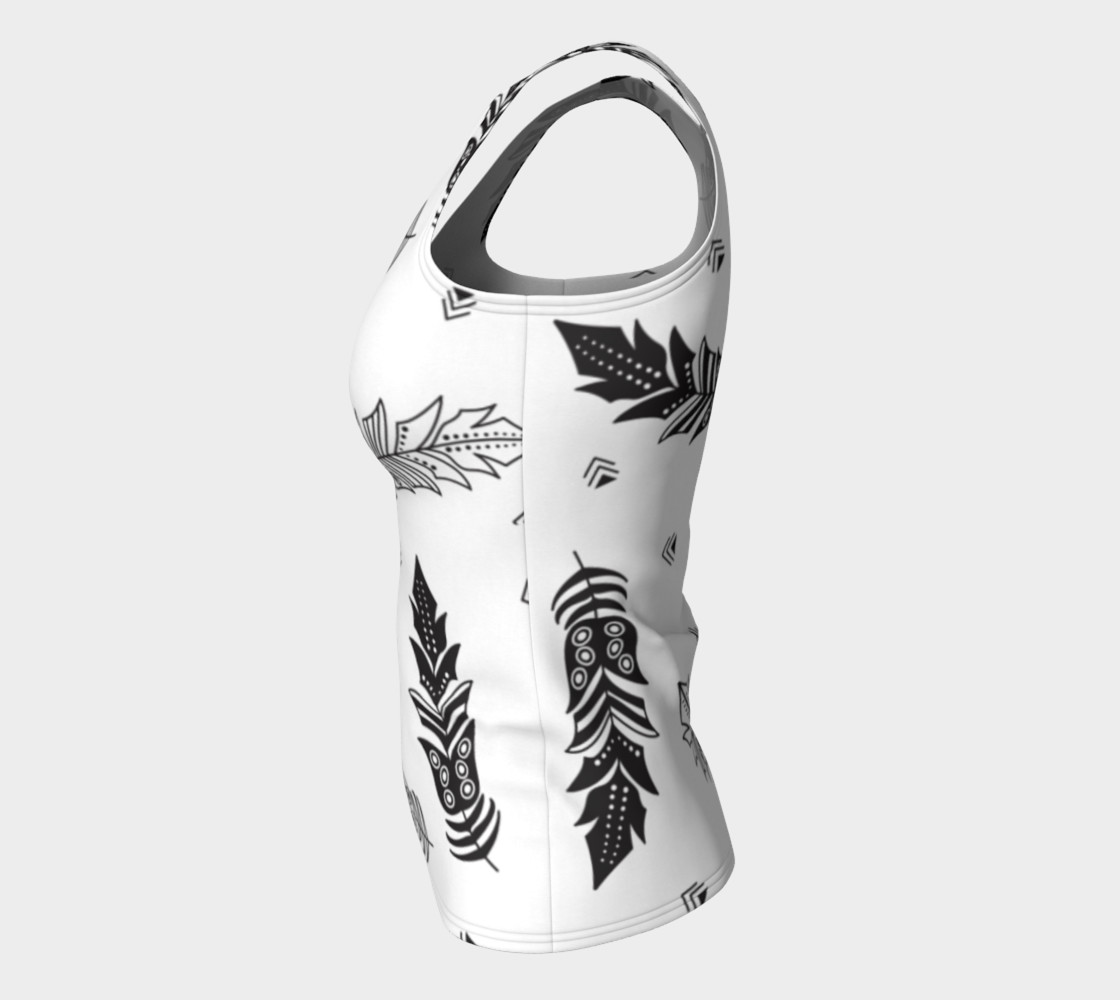 Black & White Feather Fitted Tank Top preview #7