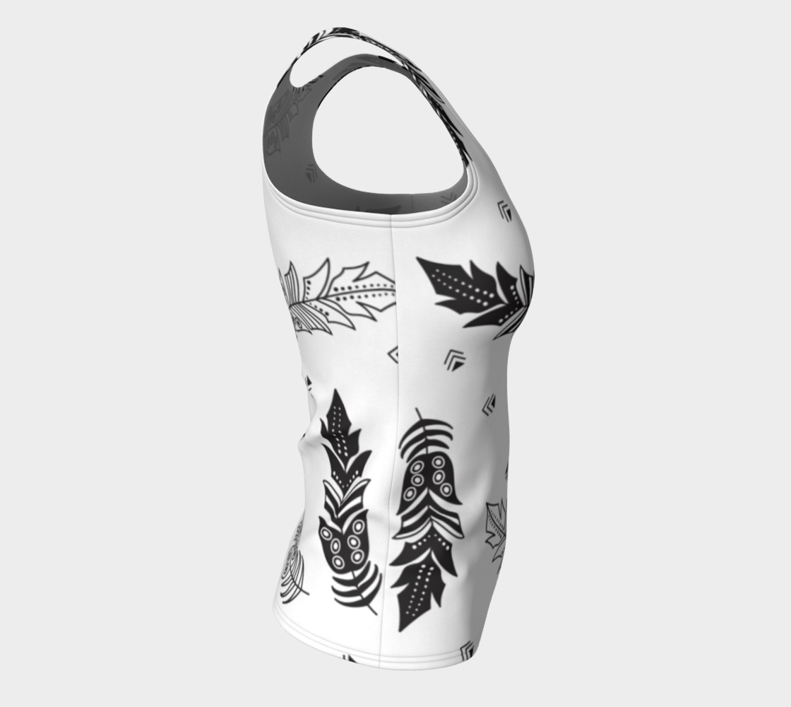 Black & White Feather Fitted Tank Top preview #8