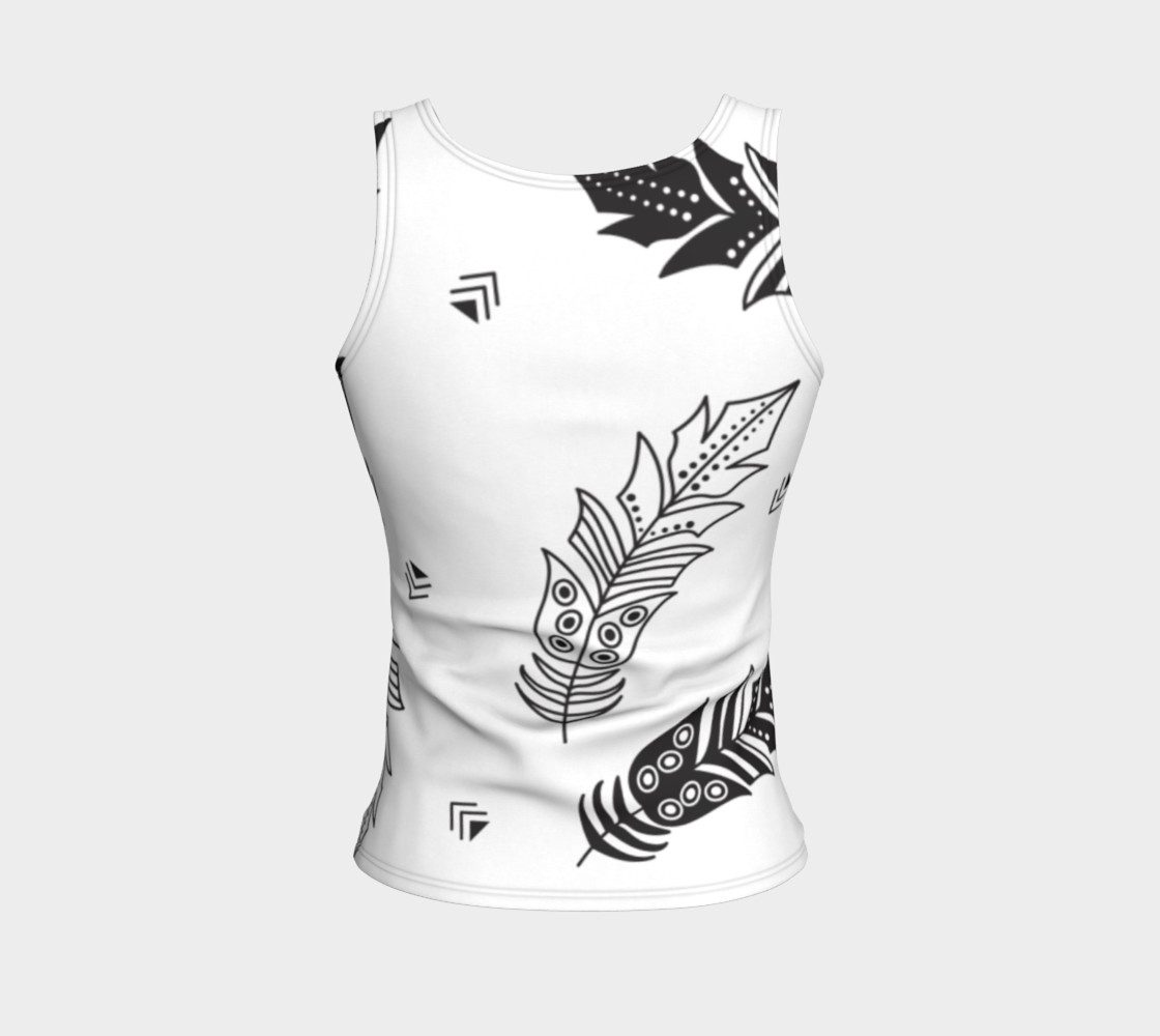 Black & White Feather Fitted Tank Top preview #2