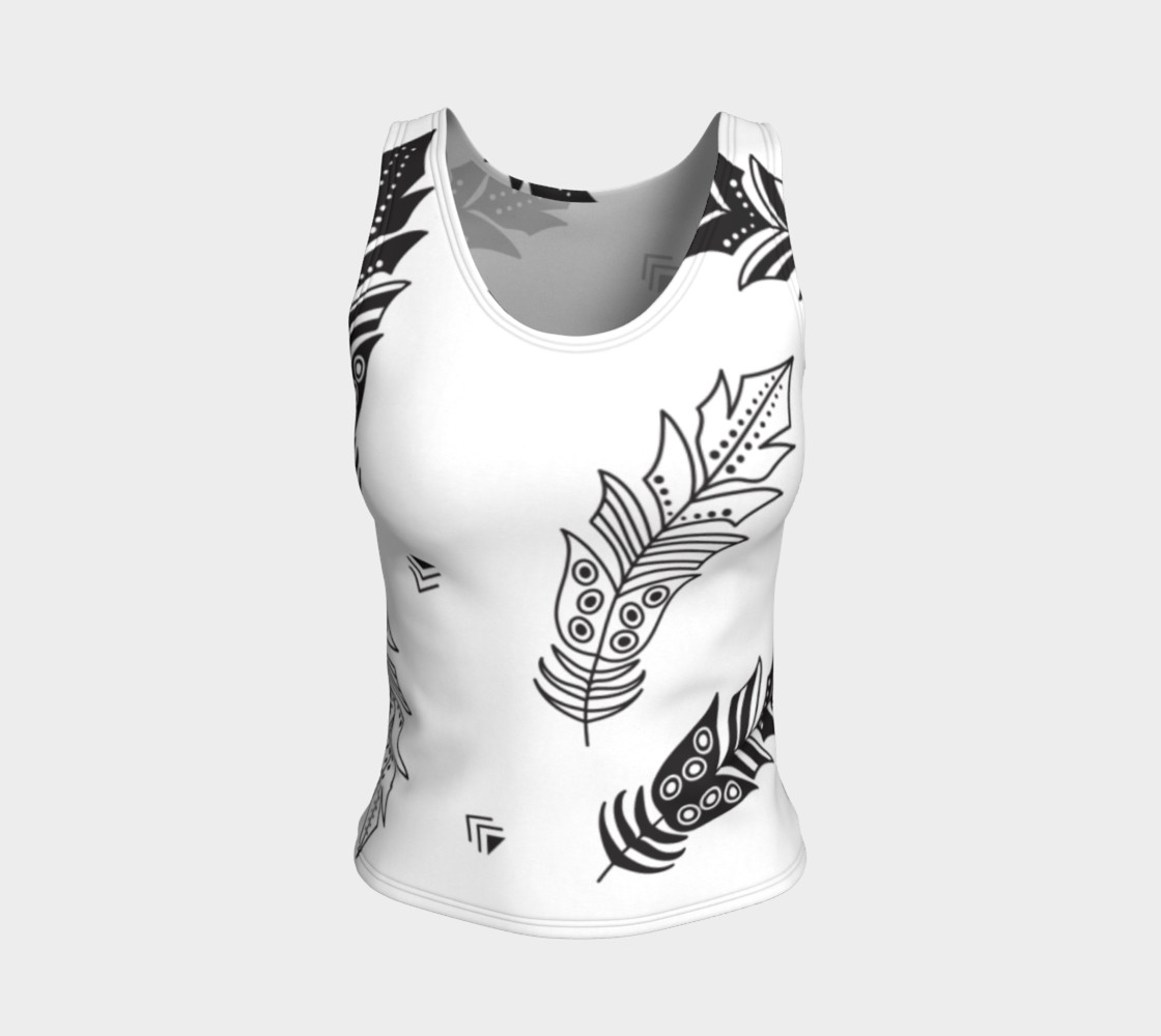 Black & White Feather Fitted Tank Top preview #1