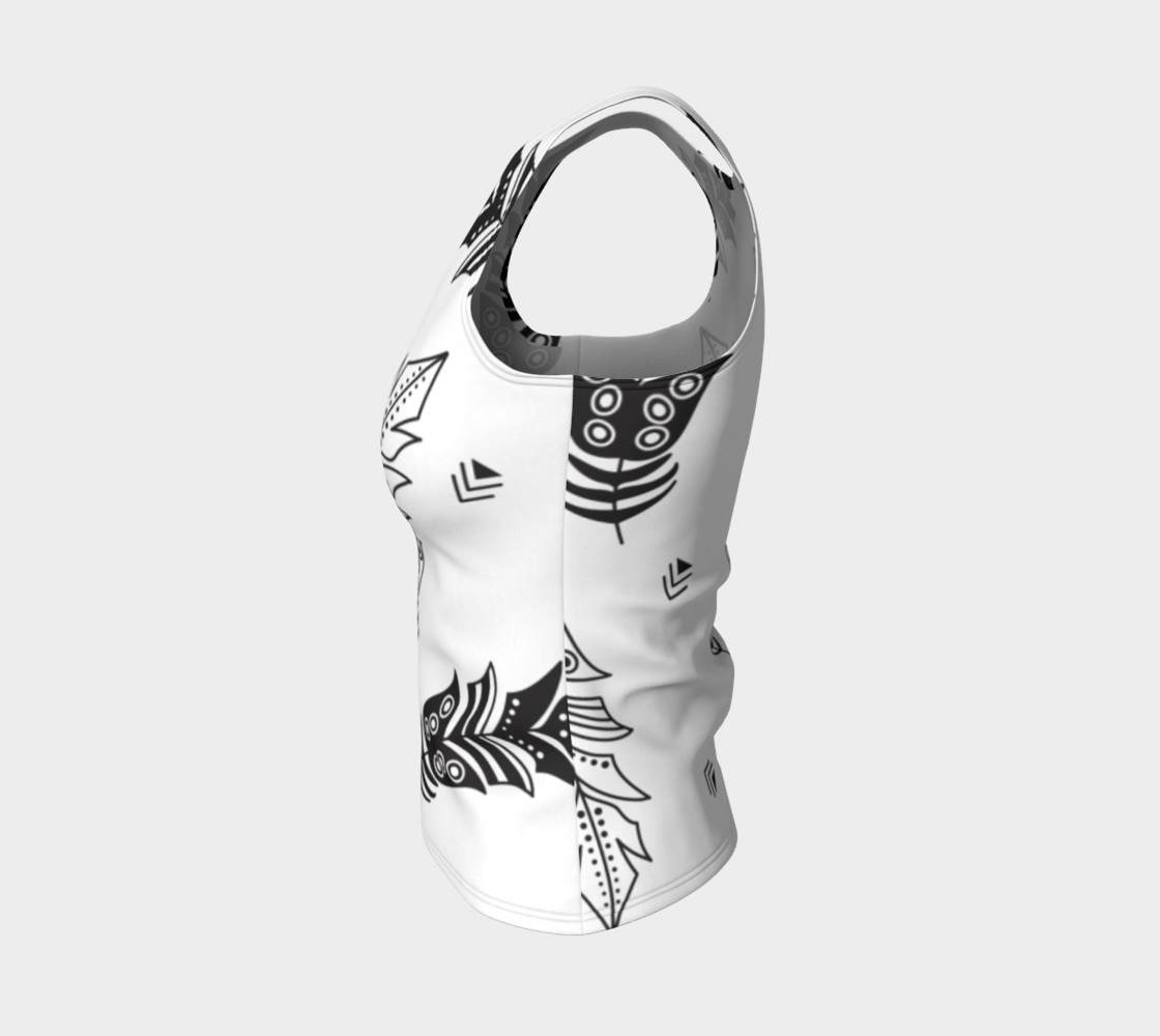 Black & White Feather Fitted Tank Top preview #3