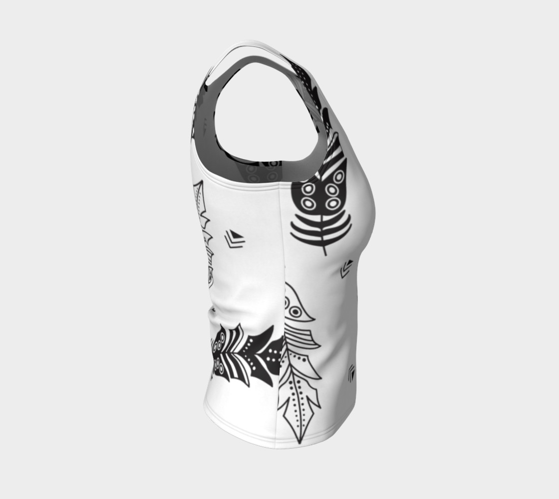 Black & White Feather Fitted Tank Top preview #4