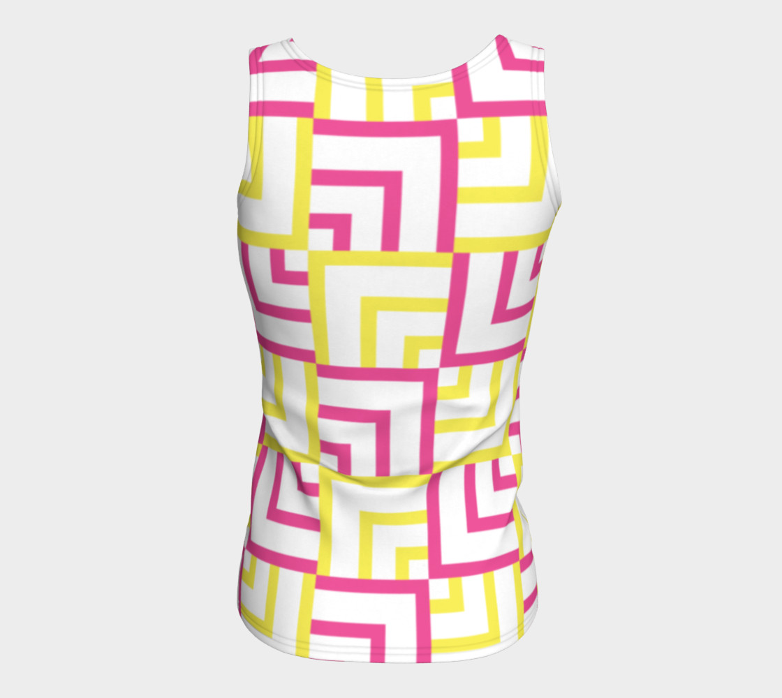 Pink and Yellow Squares Fitted Tank Top preview #6