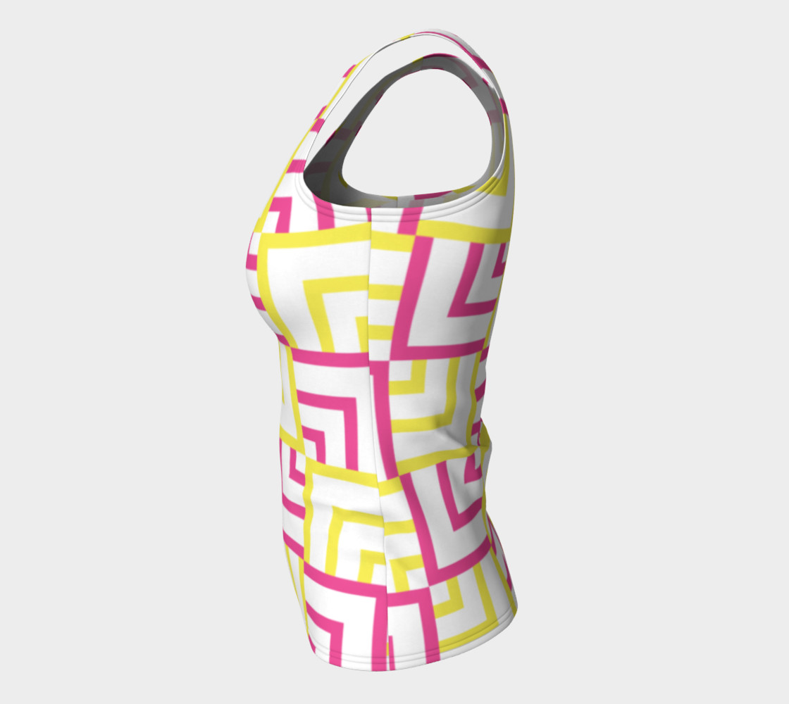 Pink and Yellow Squares Fitted Tank Top preview #7