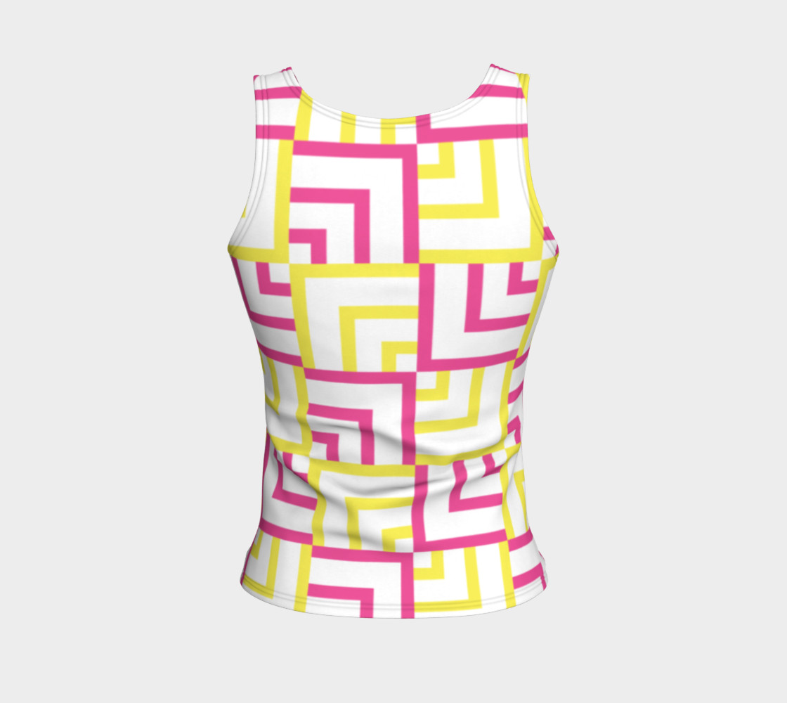 Pink and Yellow Squares Fitted Tank Top preview #2