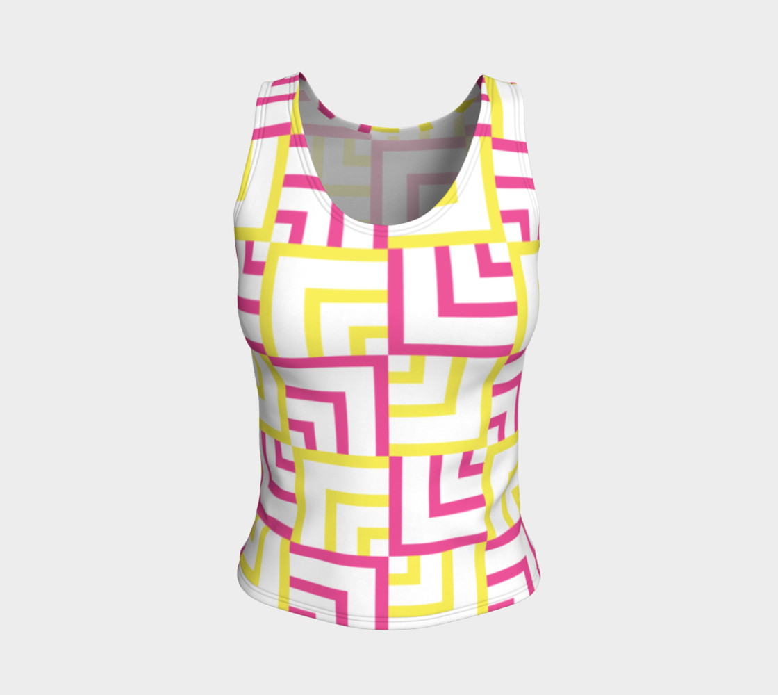 Pink and Yellow Squares Fitted Tank Top preview #1