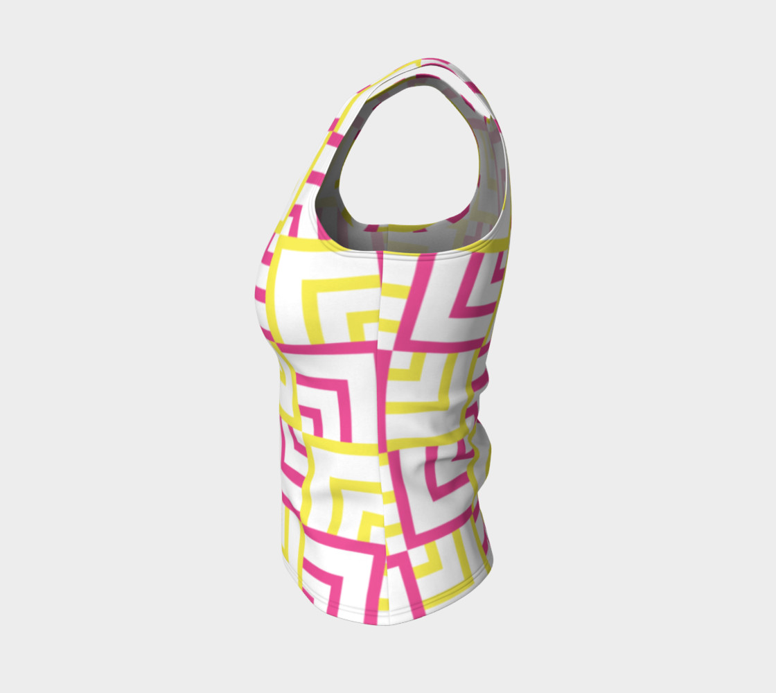 Pink and Yellow Squares Fitted Tank Top preview #3